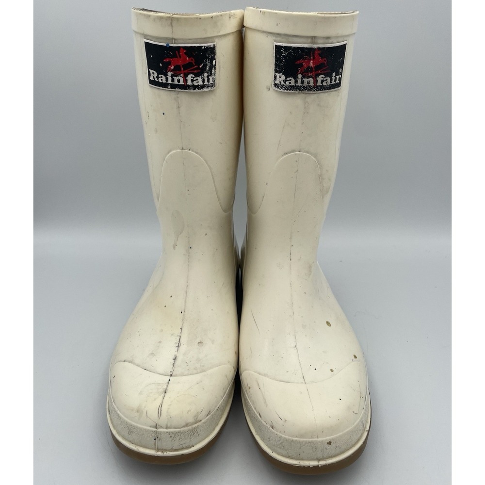 Croydon Rainfall Vtg. Shrimp Boot Waterproof PVC Rain Work Muck White Size 7
